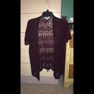 maroon cardigan